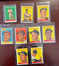 Lot of 9 1958 Topps Baseball Charley Lau-Rookie, Hank Sauer vg/excellent