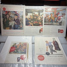 VINTAGE PRINTS OF COCA COLA ADS. PREOWNED. VERY GOOD CONDITION 4-14” &  1-10”