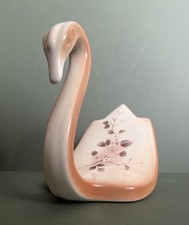 Vntg Ceramic Swan w/Flowers Vanity Bathroom Decor Hand Towel or Washcloth Holder