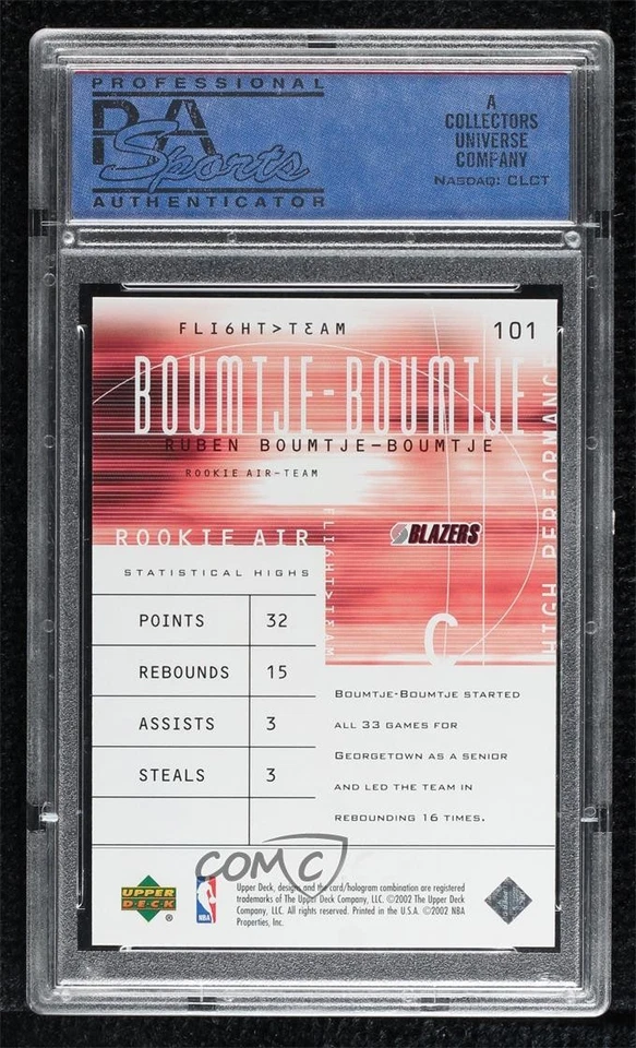 2001 Upper Deck Flight Team /500 Ruben Boumtje-Boumtje PSA 10 GEM MT Rookie RC - Image 2 of 2