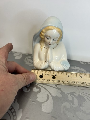 Mid Century Virgin Mary Head vase/planter. Glazed Ceramic Beautiful Piece! - 第 13/13 張圖片