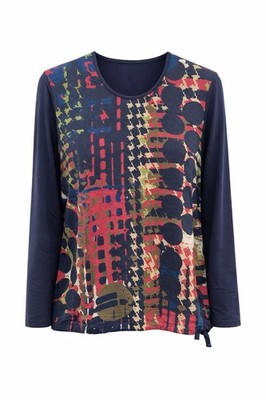 Damen Bluse Barbara Lebek Muster mit Kordelzug