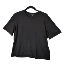 Rails Black Cotton Cashmere Short Sleeve Tee Knit Cozy T-Shirt Top Womens Large