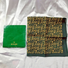 Authentic ROLEX Handkerchief Scarf Logo Green Square 17.2 Inches With Package