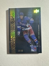 Nils Lundkvist 2021-22 UD Black Obsidian Gold Rookie /99 #OR-39 New York Rangers