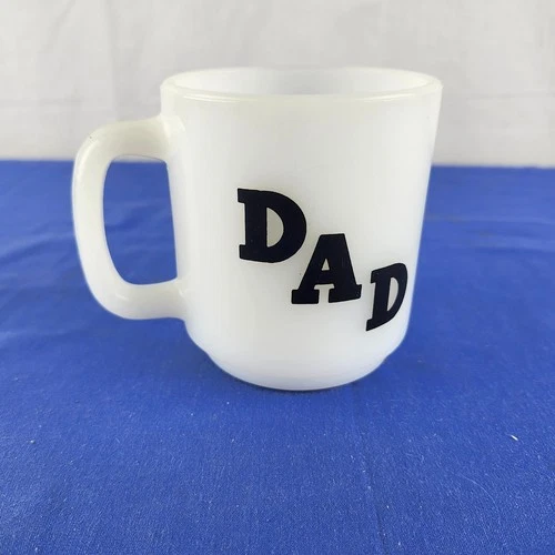 Vintage Glasbake Greatest Dad Milk Glass Coffee Cup Mug Father's Day Gift Diner