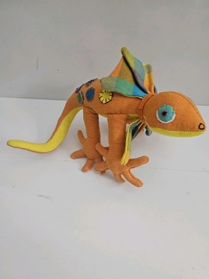 Barbara Sansoni Original handgefertigter Drache Eidechse orange weiches Plüschtier 12 Zoll