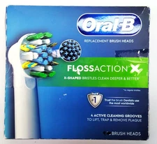 Oral-B Electric Replacement Brush Heads FlossAction X Shaped Bristles 9 Count