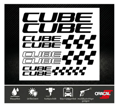 CUBE Aufkleber Set Schwarz 19tlg. Fahrrad Rahmen Sticker Decal MTB Mountainbike