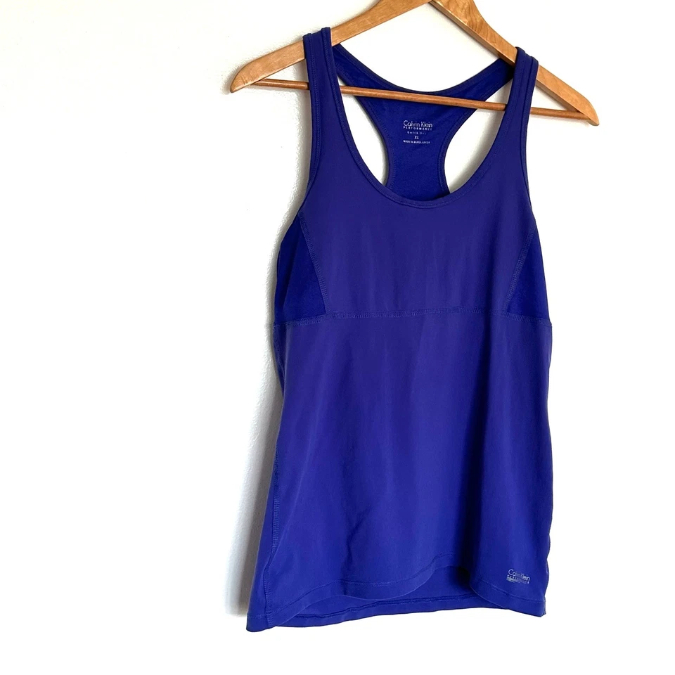 Camiseta sin mangas Calvin Klein para mujer XL azul rendimiento espalda deportiva Foto 2 de 4