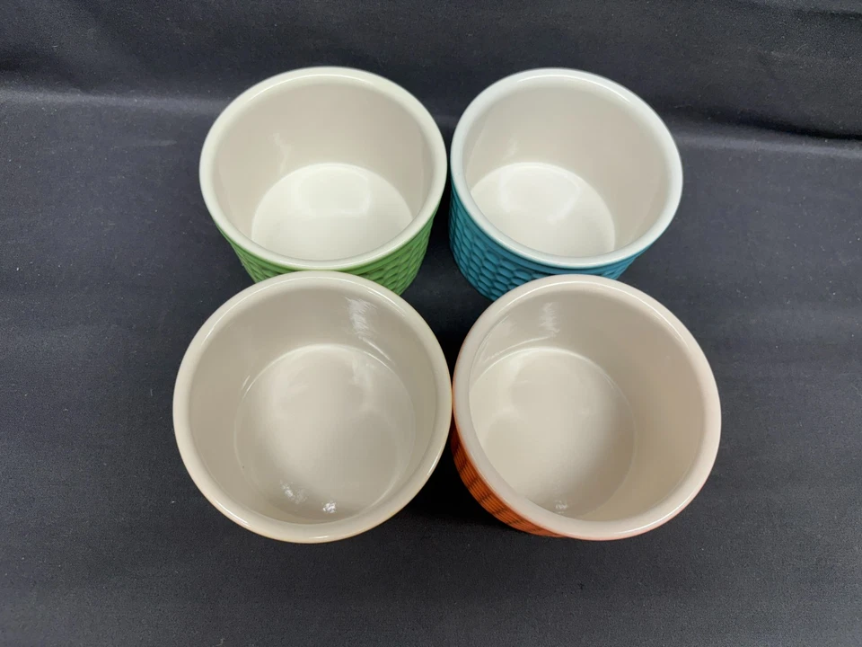 Set of 4 Colors ~ Crate And Barrel Ramekins  ~ 3 3/4" x 2 1/2" Deep - Image 4 of 4