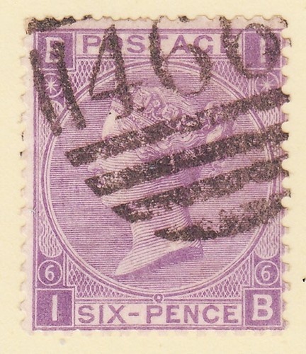 GB QV 1868 6d BRIGHT VIOLET PLATE 6 IB SG107 GU IN LIVERPOOL 466