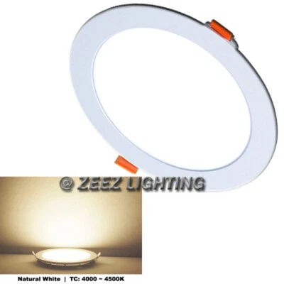 ZEEZ 15W 7-Inch Round Natural White LED Recessed Ceiling Light Slim Panel Down Lights