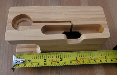 Bamboo Wood Charging Dock Stand Holder For Phone and Apple Watch - Photo 6 sur 9