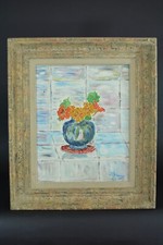 Ancien tableau nature Morte aux Capucines Fleurs Poète  Jean Sylvaire Dordogne 