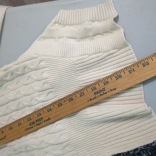 Karen Millen Mixed Knit Turtleneck Sweater Wool Cream Gray Side Split small - Picture 3 of 6