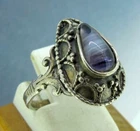 Vintage Sterling Silver Teardrop Amethyst Ring Size 8.75