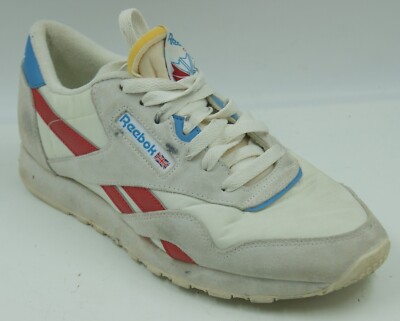 Reebok Men's Sneakers Size 8.5 White Gray Leather  Athletic Shoes 1Y3501