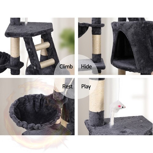 i.Pet Cat Tree 120cm Tower Scratching Post Scratcher Wood Condo House Bed Toys - Picture 5 of 8