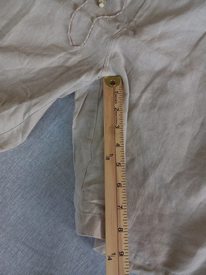 Elements By Arnold Zimberg Men Small Pure Linen Drawstrings Stretch Waist Short - Image 3 of 4