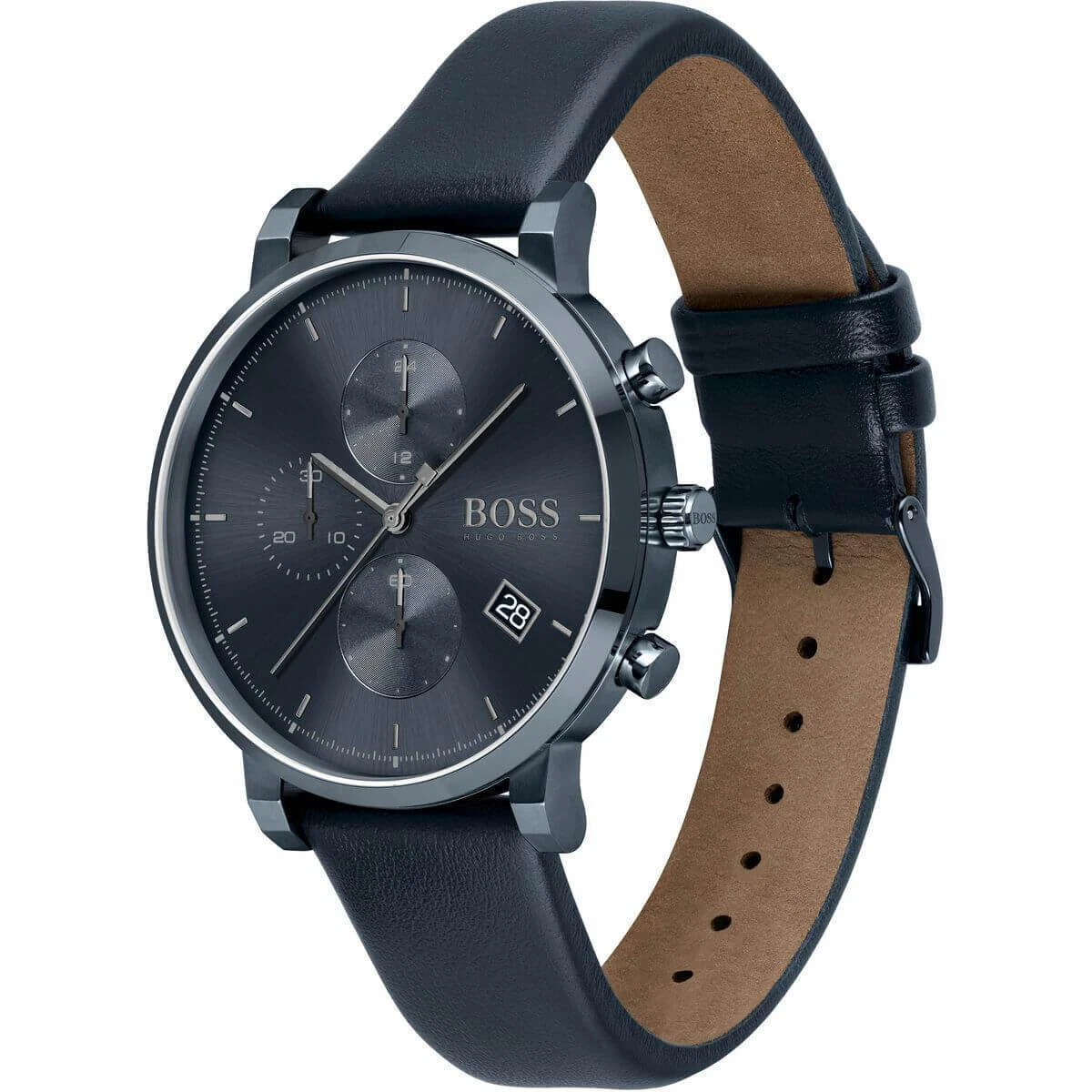Orologio Uomo HUGO BOSS INTEGRITY 1513778 Chrono Vera Pelle Blu