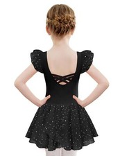 Zaclotre Black Leotard for Girls Toddler Hollow Back Dance Dress Outfit with