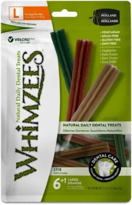 2 Pk Whimzees Natural Grain Free Dental Dog Treat | 7 per bag | 14 LG Stix total