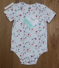 Aden Anais Baby Girl Bodysuit ~ White, Pink & Periwinkle ~ Hearts ~