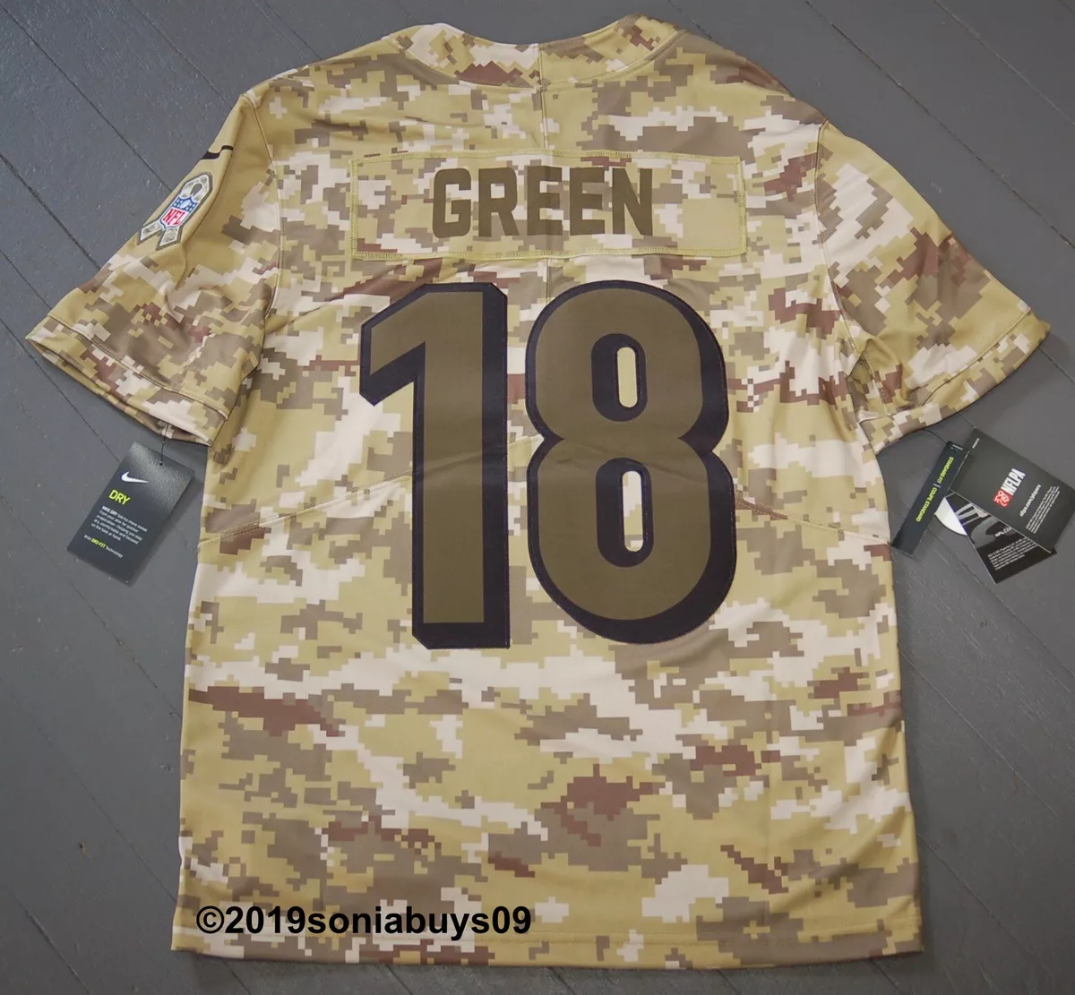 Nike Men s NFL C. Bengals GREEN Salute to Service Football