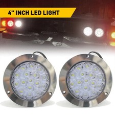 2pcs 4 For Trailer Semi Truck Round 16 Led Tail Lights Rear Brake Reverse Lamps