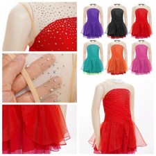 Kids Girls Leotard Gymnastics Dress Ballroom Unitard Performance Dresses Class