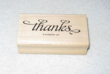 Stampin' Up - Rubber Stamp - Thanks - Cursive- Medium Size - NEW -