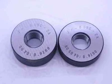 NEW 1" 8 UNC 2A SOLID THREAD RING GAGES 1.0 1.00 GO NO GO P.D.'S = .9168 & .9100