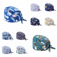 Unisex Surgical Scrub Cap Doctor Nurse Bouffant Hat Adjustable Head Cover Hats