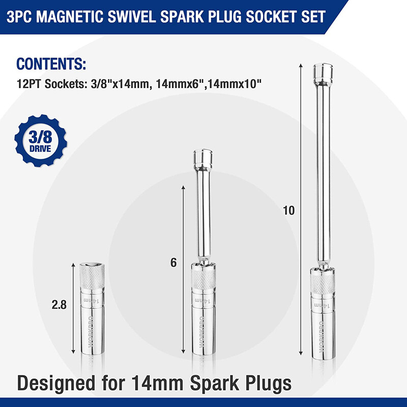 WORKPRO 7 PCS Magnetic Swivel Spark Plug Socket Set, Ghana