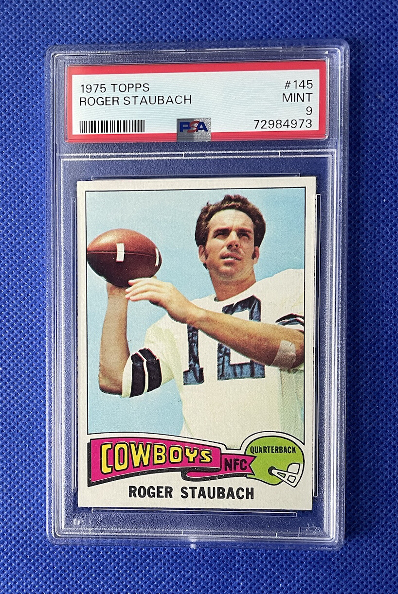 1975 Topps #145 Roger Staubach PSA 9 BEAUTIFUL CARD WELL CENTERED 50-50 M29