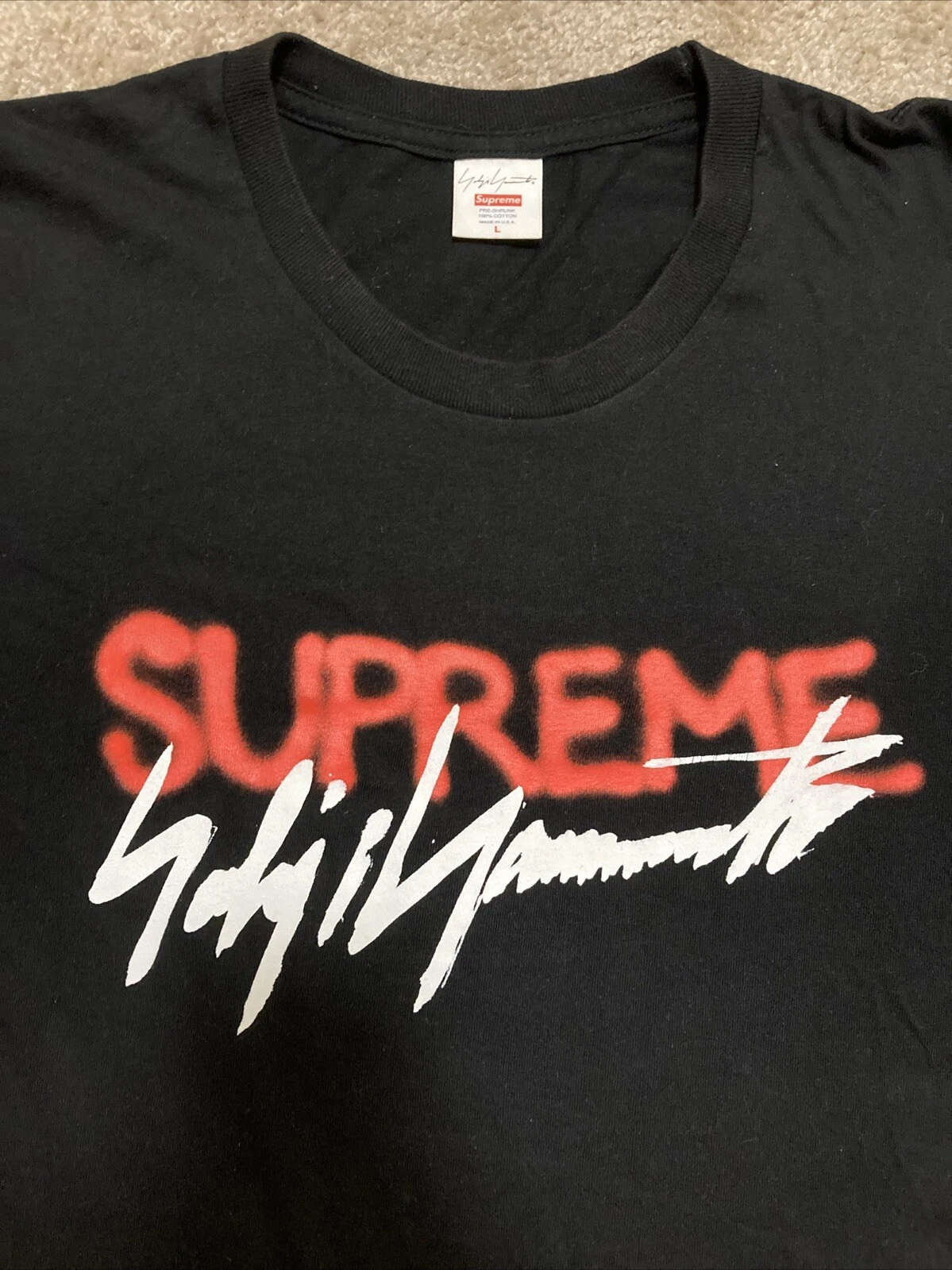 Tee shirt Supreme Yohji Yamamoto noir rouge boîte logo FW20 taille L