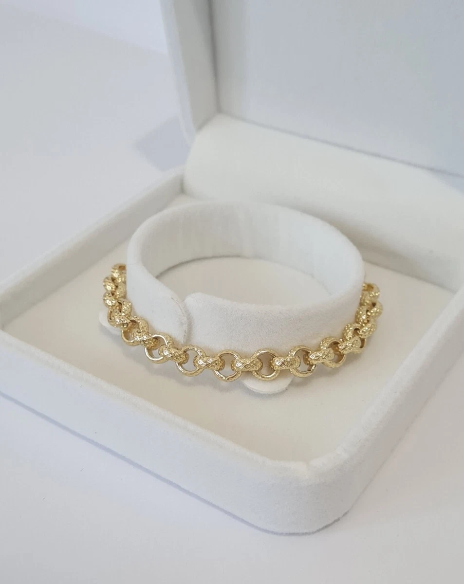 9ct Gold GF Kids Patterned Belcher Bracelet Boys Girls 7