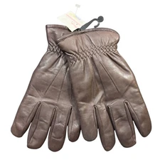 Fownes Driving Gloves Mens Size Large Brown Genuine Leather Polyester Lined NWT