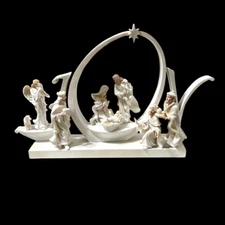 Joy Nativity Scene Christmas Manger Resin Musical Baby Jesus Mary Video READ