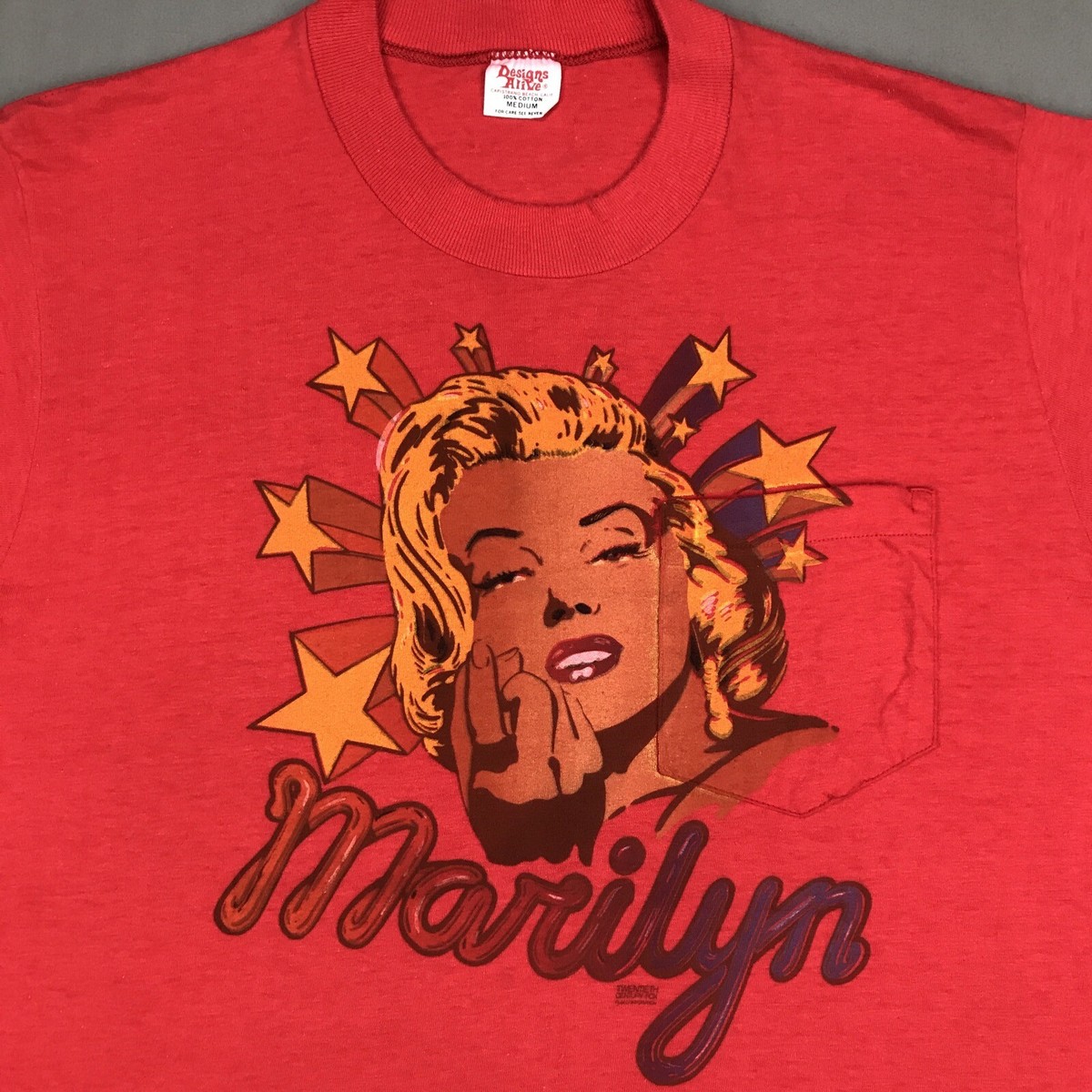vtg 70s MARILYN MONROE 2-SIDED POCKET T-Shirt M single stitch