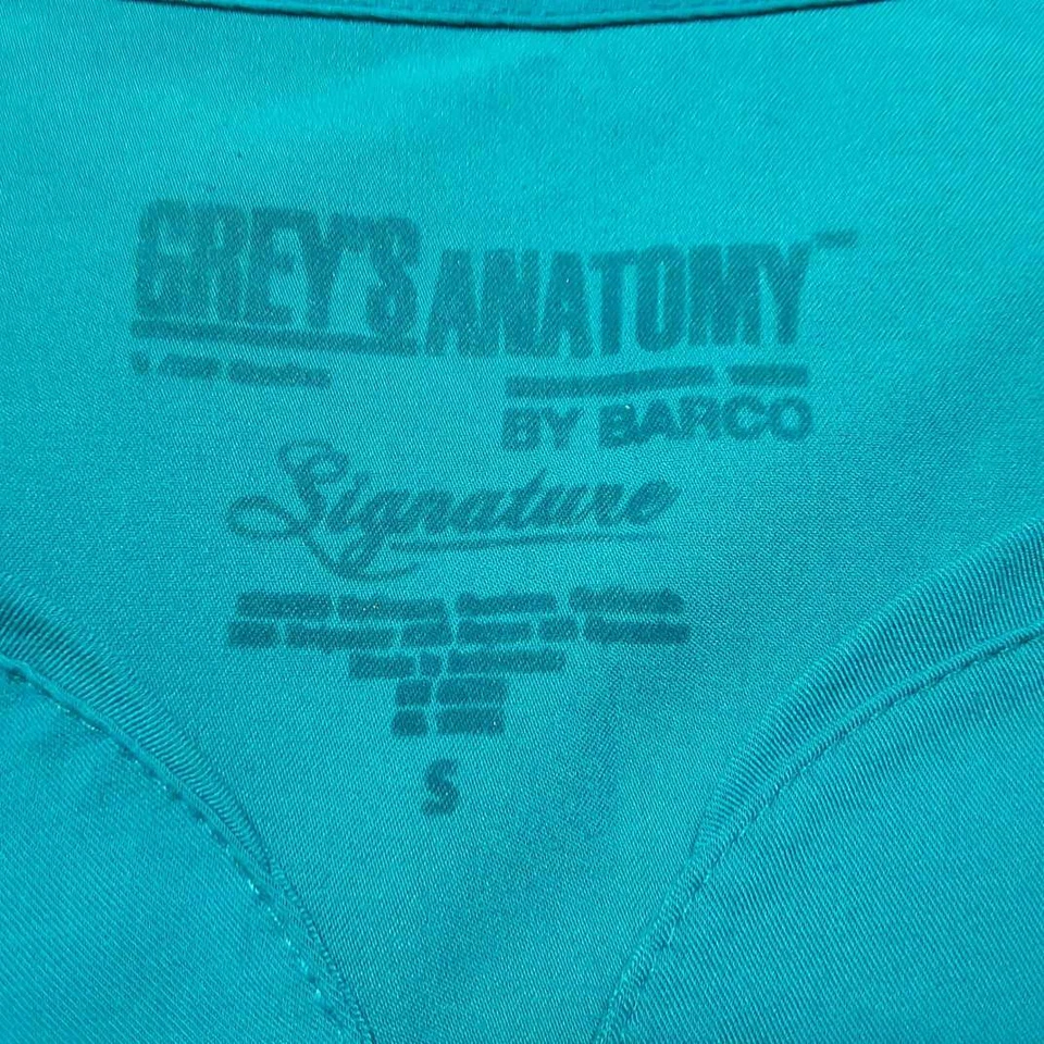 2 Greys Anatomy By Barco Sz Small Signature Green Women Scrub Tops Style 2121 - Image 4 of 4
