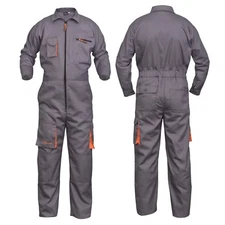 Grey Work Wear Men's Overalls Boiler Suit Coveralls Mechanics Protective