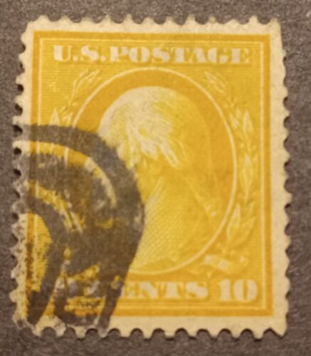 #381 – 1911 10c Washington, amarillo, marca de agua de una sola línea, usada - Imagen 1 de 2