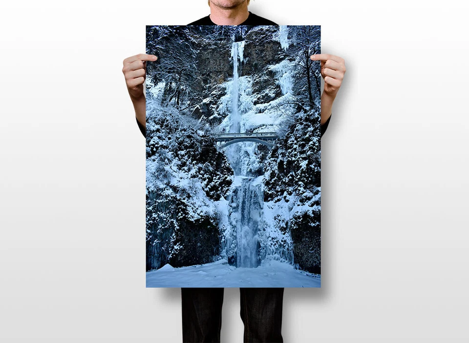 Multnomah Falls In Winter Landscape Picture Wall Art Home Decor - POSTER 20x30 - Image 3 of 3