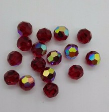 6pc Swarovski Crystal Siam AB 11mm Faceted Round 5000 Beads; Vintage; Red