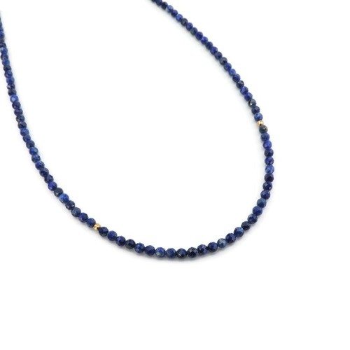 Delicados collares de piedras preciosas redondas facetadas de lapislázuli de 2-3 mm con cuentas ansiedad 18"" - Imagen 9 de 18