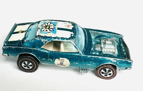 Hot Wheels Redline 1970 Heavy Chevy Aqua Spoilers Camaro Muscle Car White Int.