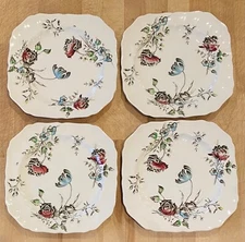 Four (4) Johnson Bros Vintage  "Day In June" - Square Salad Plates