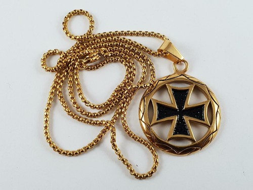 Stainless Steel Gold toned Iron Cross 